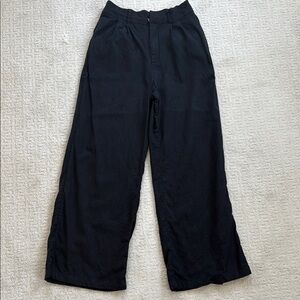 Abercrombie & Fitch Black wide leg linen pants
